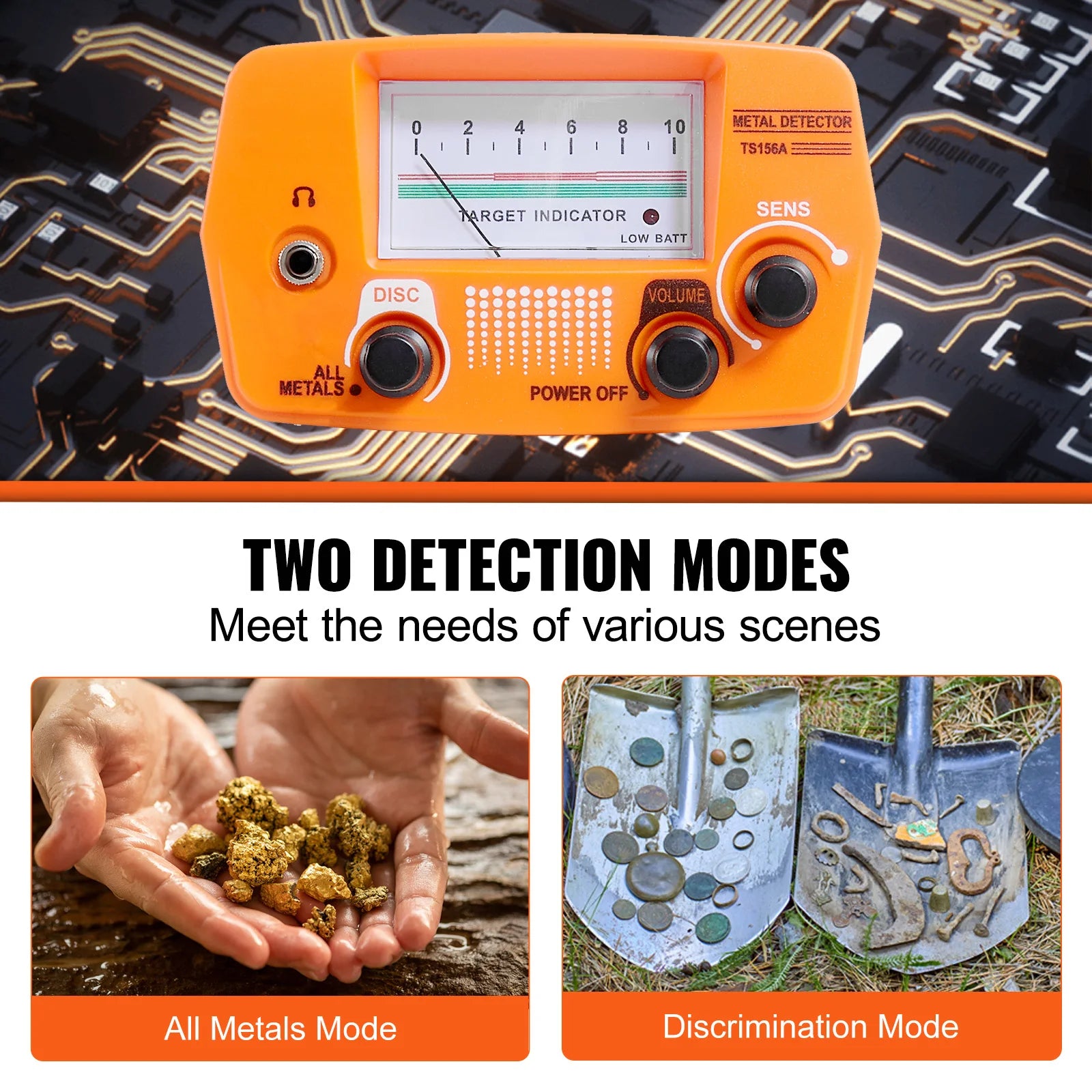 8-Inch Waterproof Metal Detector with Adjustable Shaft for Adults