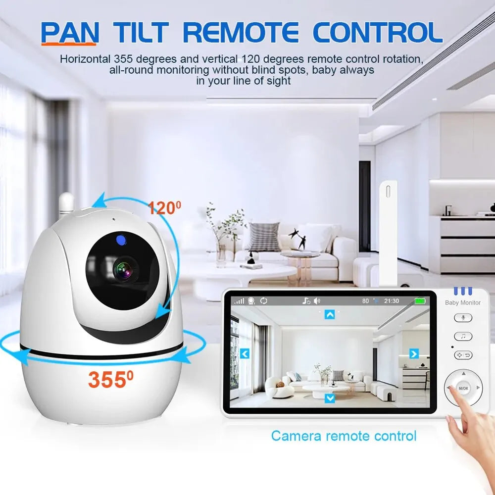 Fünf-Zoll Video-Baby-Monitor mit Schwenk-Neigekamera