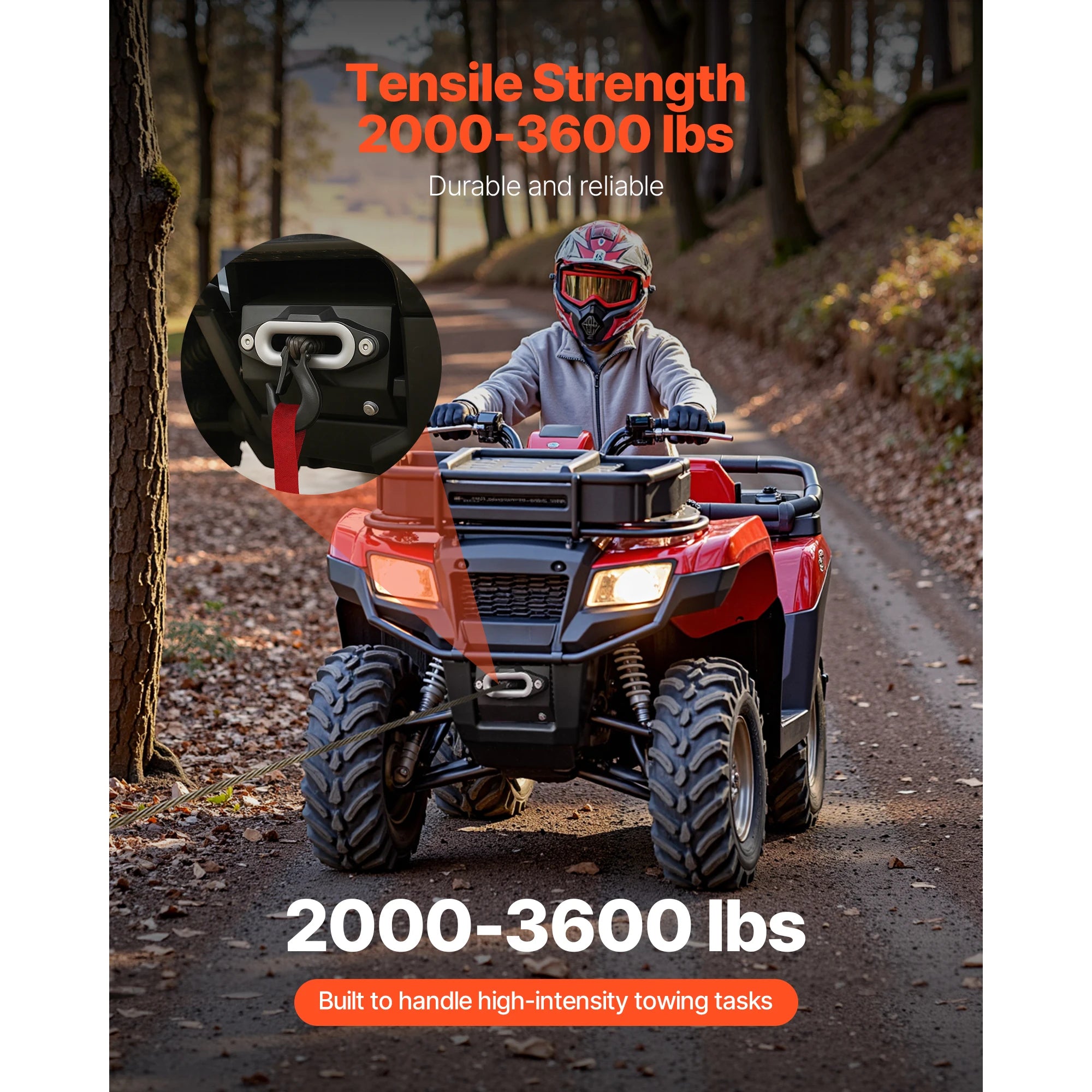 2000–3600 lbs spiltræk til ATV-genopretning og -træk