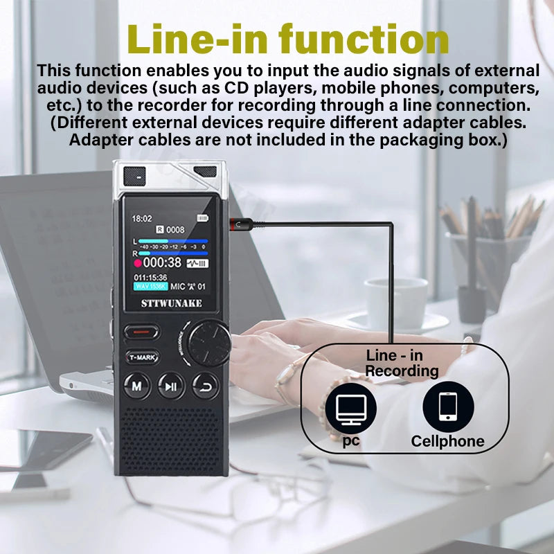 Voice Activation Recorder Dual-Core Ai Noise-Reducing Digital Recording Device STTWUNAKE 