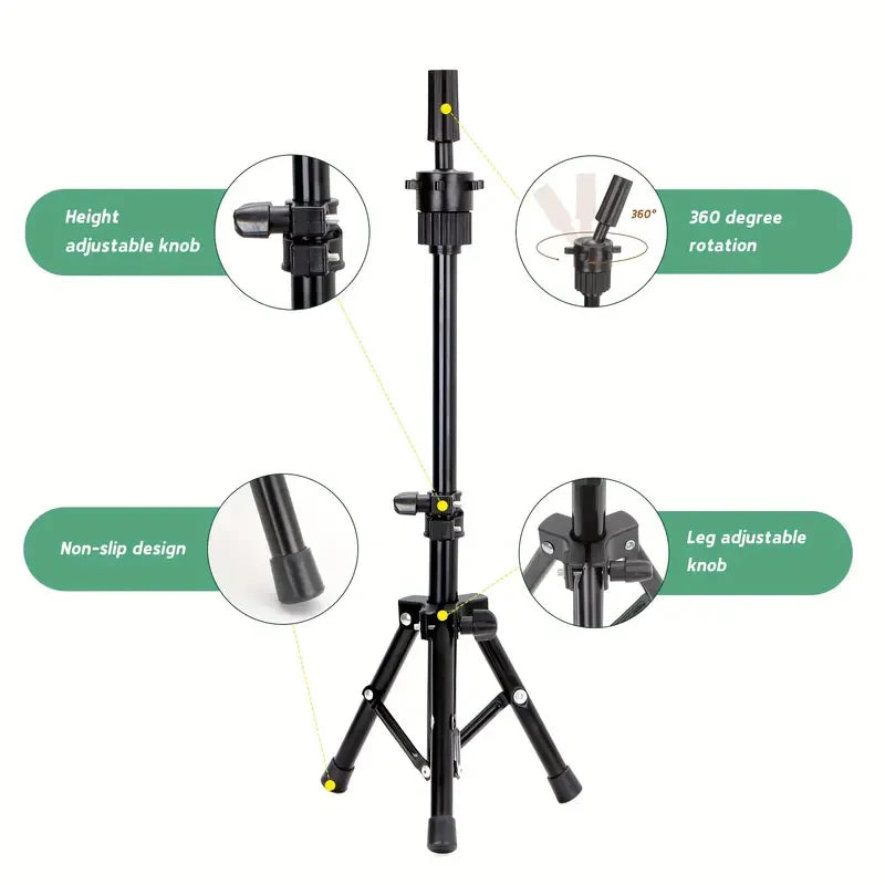 Adjustable Tripod Stand for Compatible Mannequin Heads