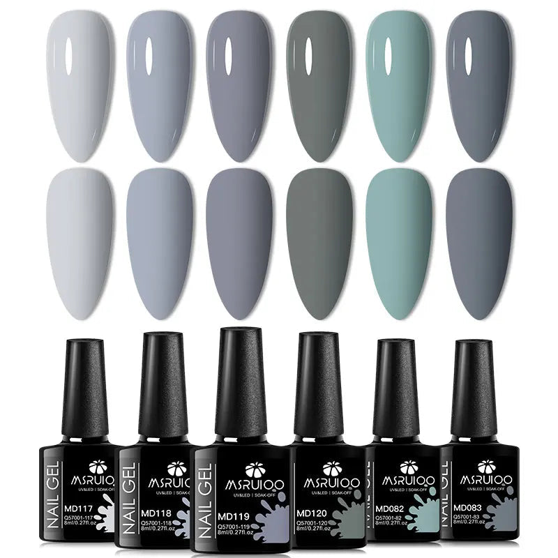 6pc All-season Gel Nail Polish Set Nude Pink Red Glitter Semi Permanent UV Gel Polish Kits All For Manicure Soak Off Vernis 