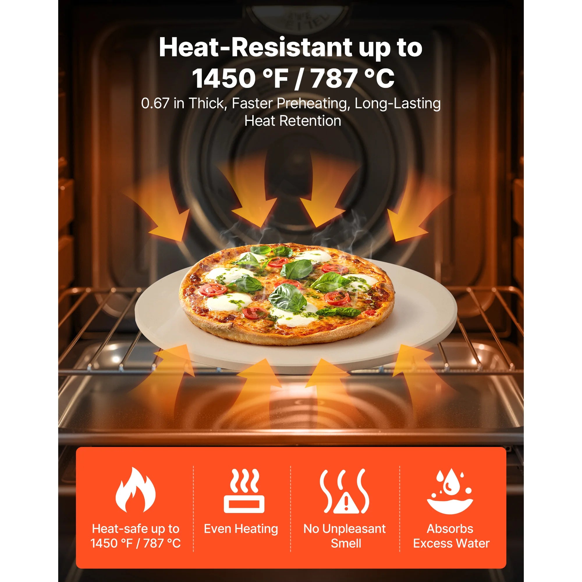 15-Inch Cordierite Pizza Stone with Peel & Scraper 1450°F