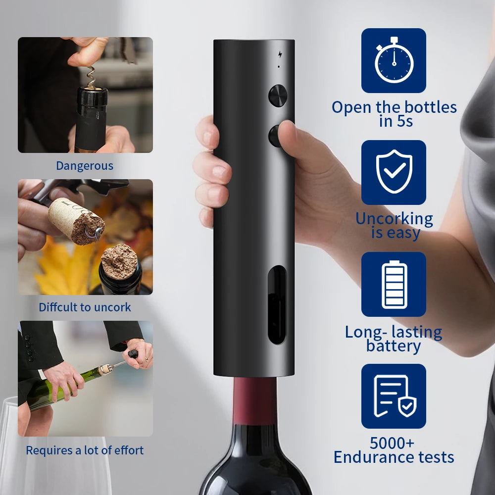 4-i-1 Oppladbar Elektrisk Vinåpner Sett