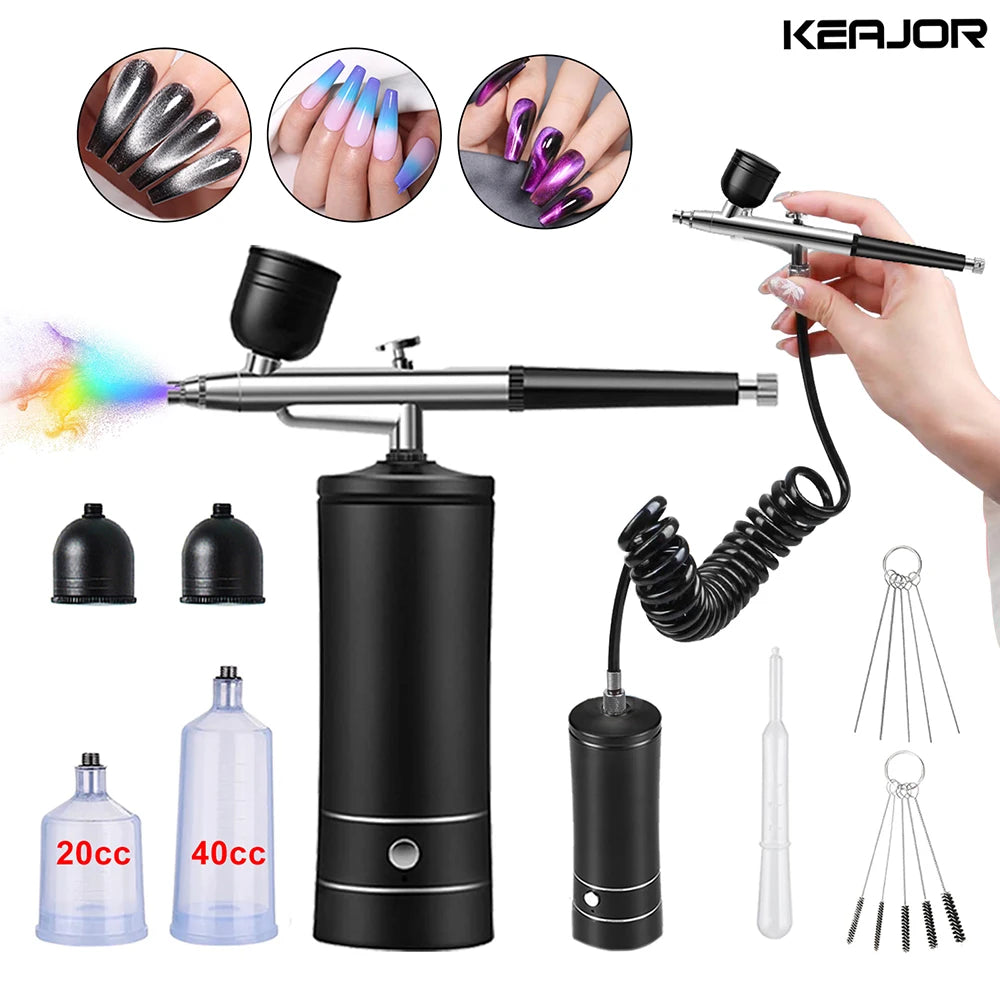 Airbrush Nails Art Painting Compressor Portable Air Brush Cake Paint Spray Gun Cordless Mini Airbrush For Nail Decoration Makeup 