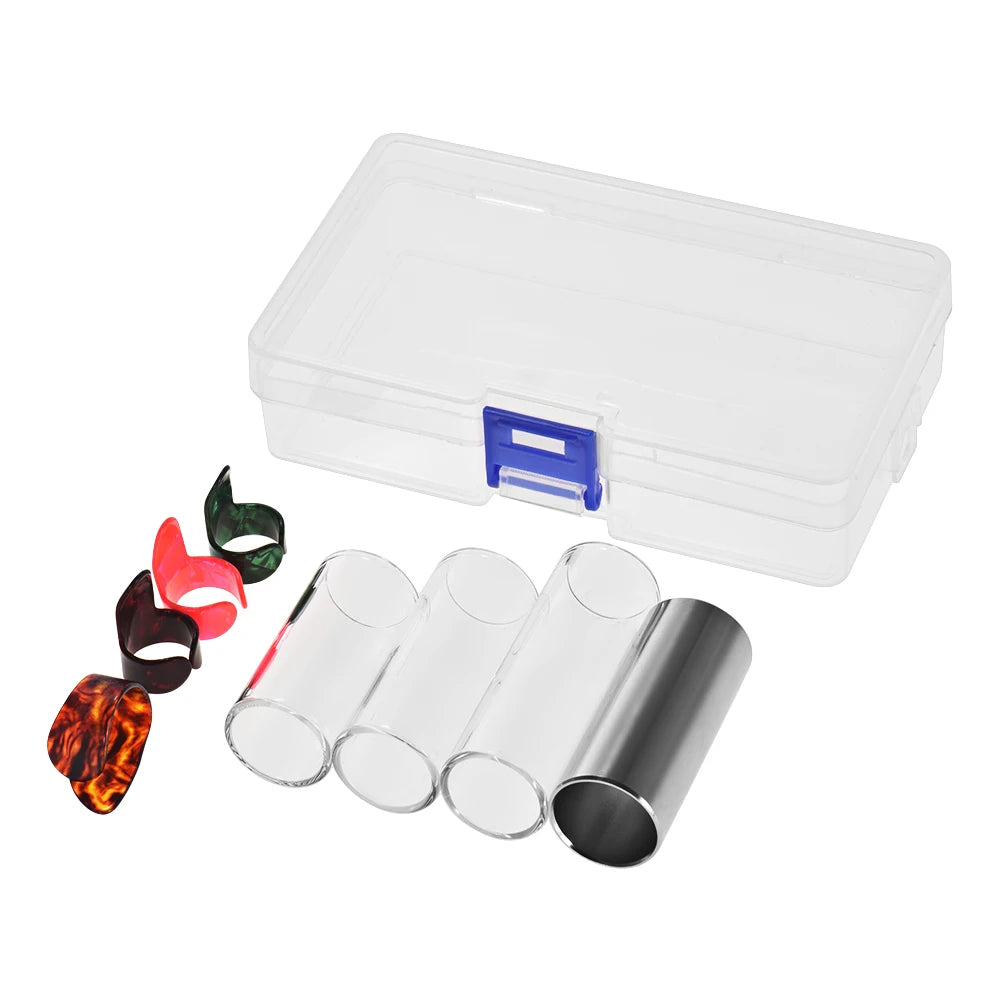 Guitar Slide and Finger-Pick Set with Storage Box