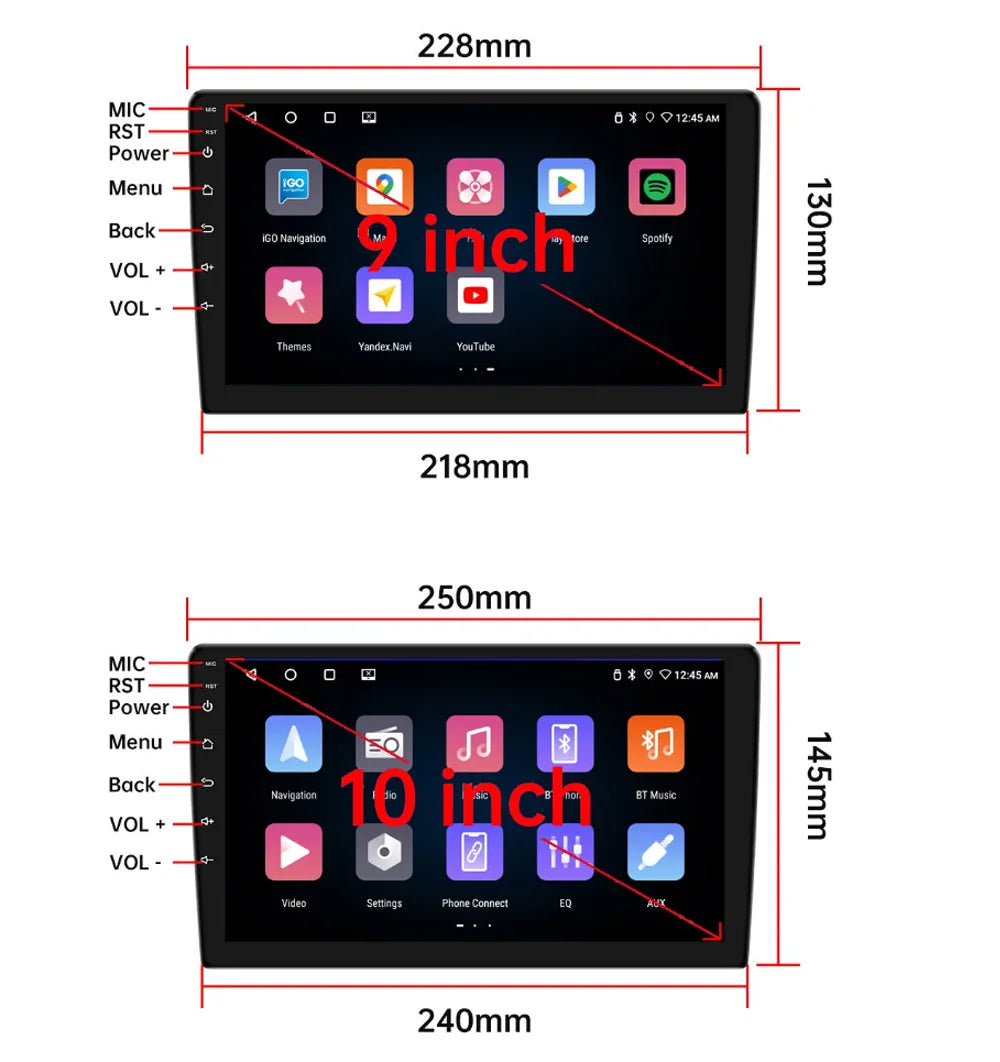 7/9/10 Zoll Universal Android 13 Autoradio 32G/64G Autoradio Android 2 Din Car Radio GPS BT Zentrale Multimedia Intelligente Fahrzeugssysteme