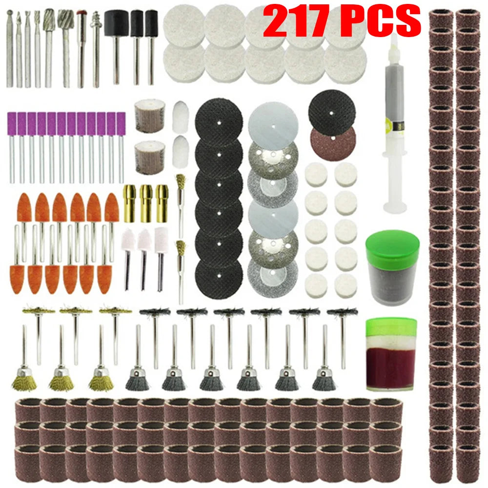 Rotary Tool Accessory Set for Power Drills, Compatible with Dremel, Includes Grinding, Polishing, Mini Saw Blades, and