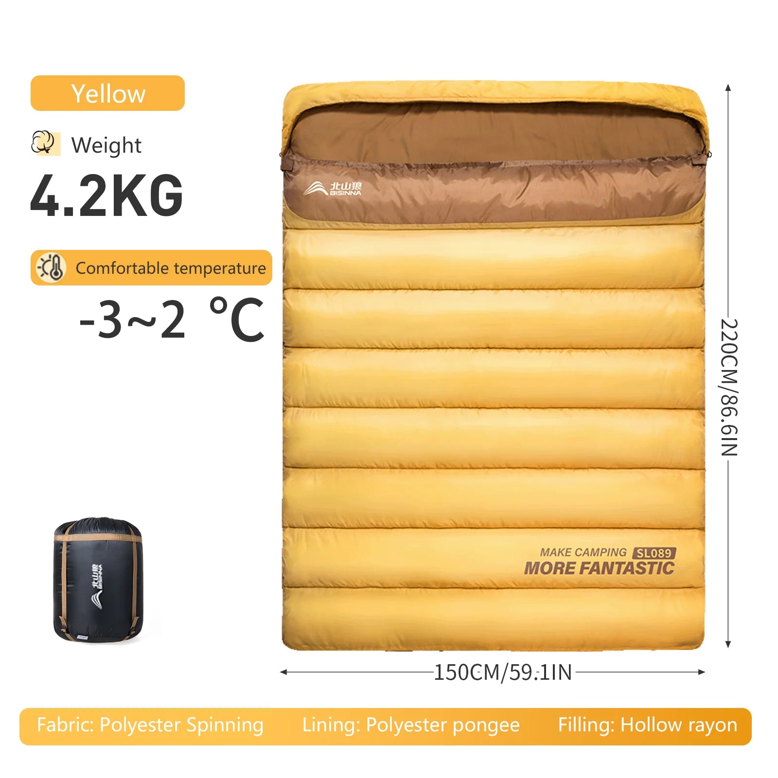 2 Person Sleeping Bag for Camping and Travel