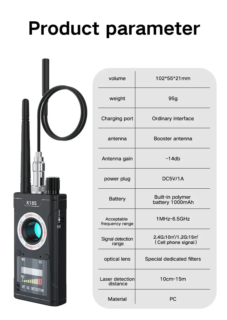 Hidden Camera Detector Anti Spy Gadget Professional Hunter Wireless Signal Car GPS Infrared Search Wiretapping Bug Mini Devices