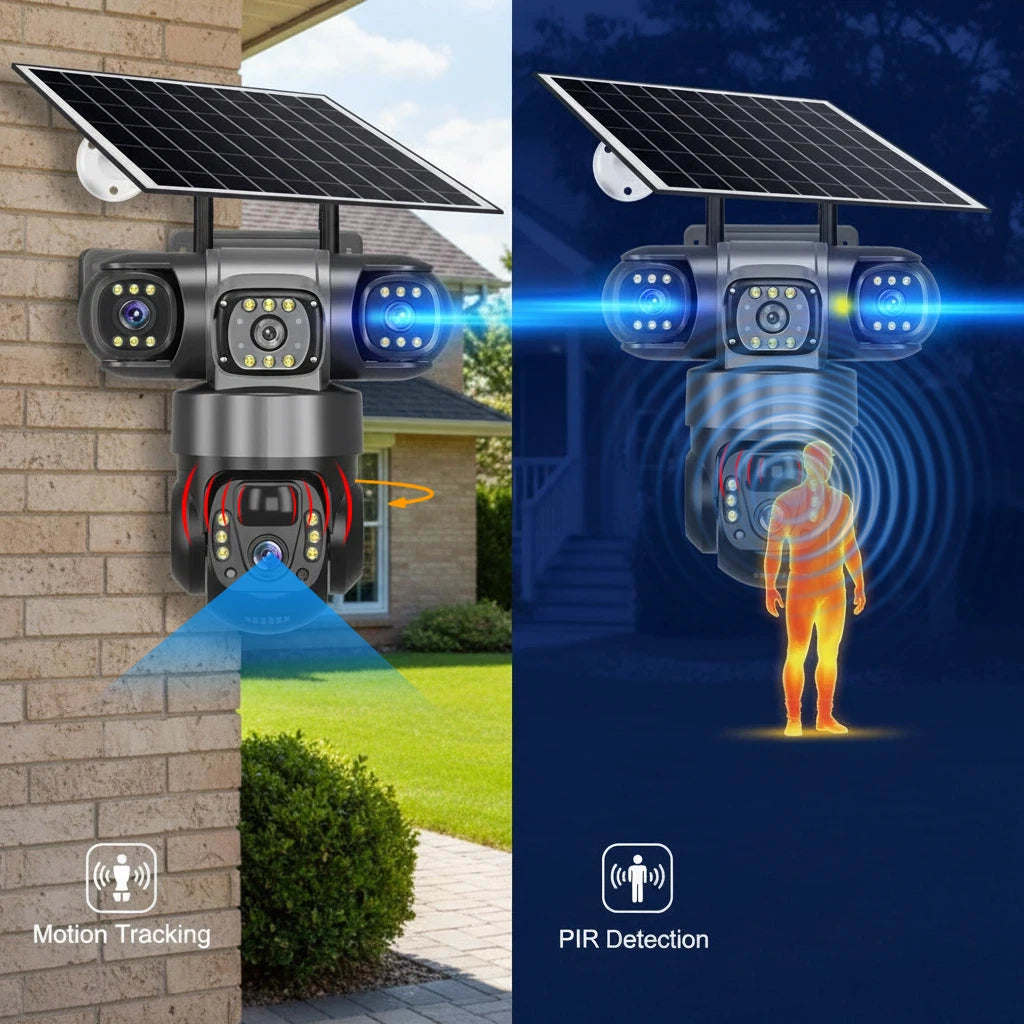 4G LTE Solar Triple-Lens PTZ Security Camera