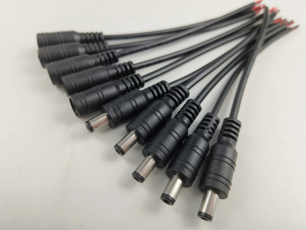 1/5/10 Pcs 5.5x2.1mm DC Male Female Power Plug Cable Wire Jack Adapter Connector for CCTV Single Color 3528 5050 LED Tape Light 