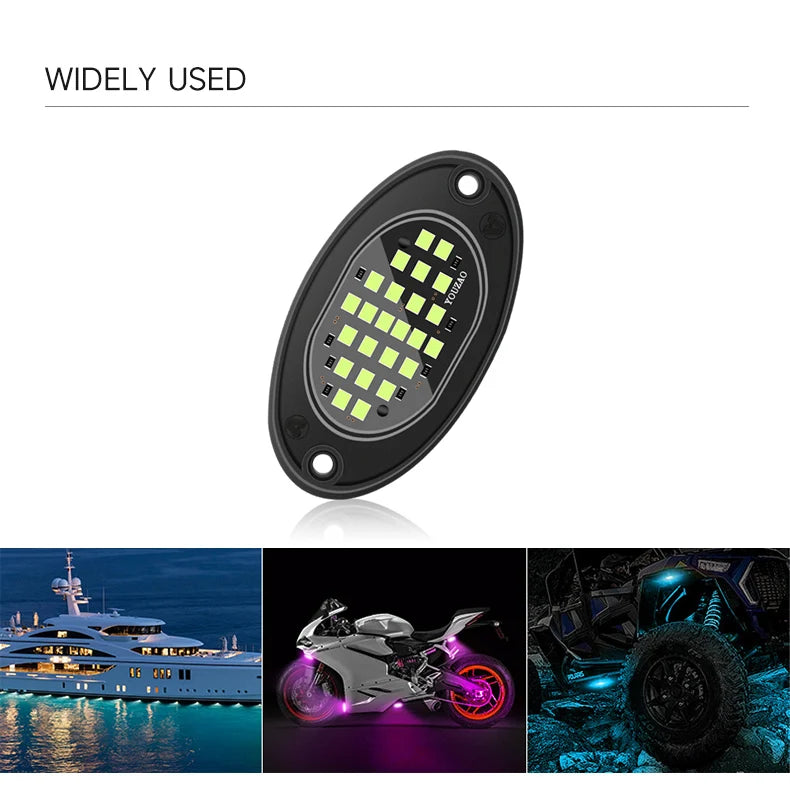 4-Piece LED Rock Lights for Trucks and Off-Road Vehicles