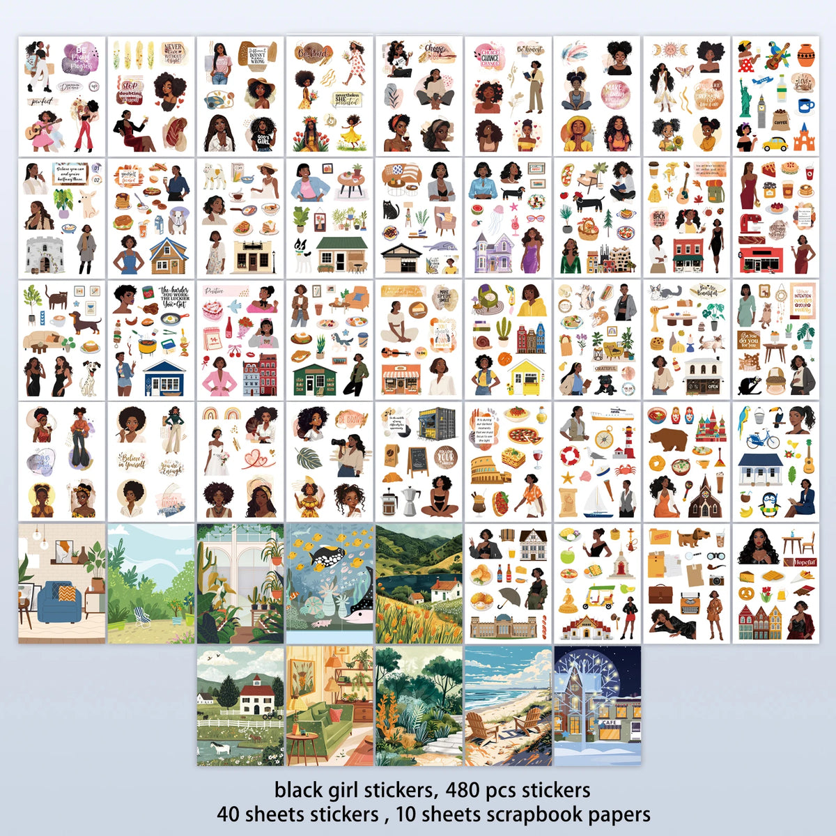 Black Girl Sticker Book, 50 Sheets