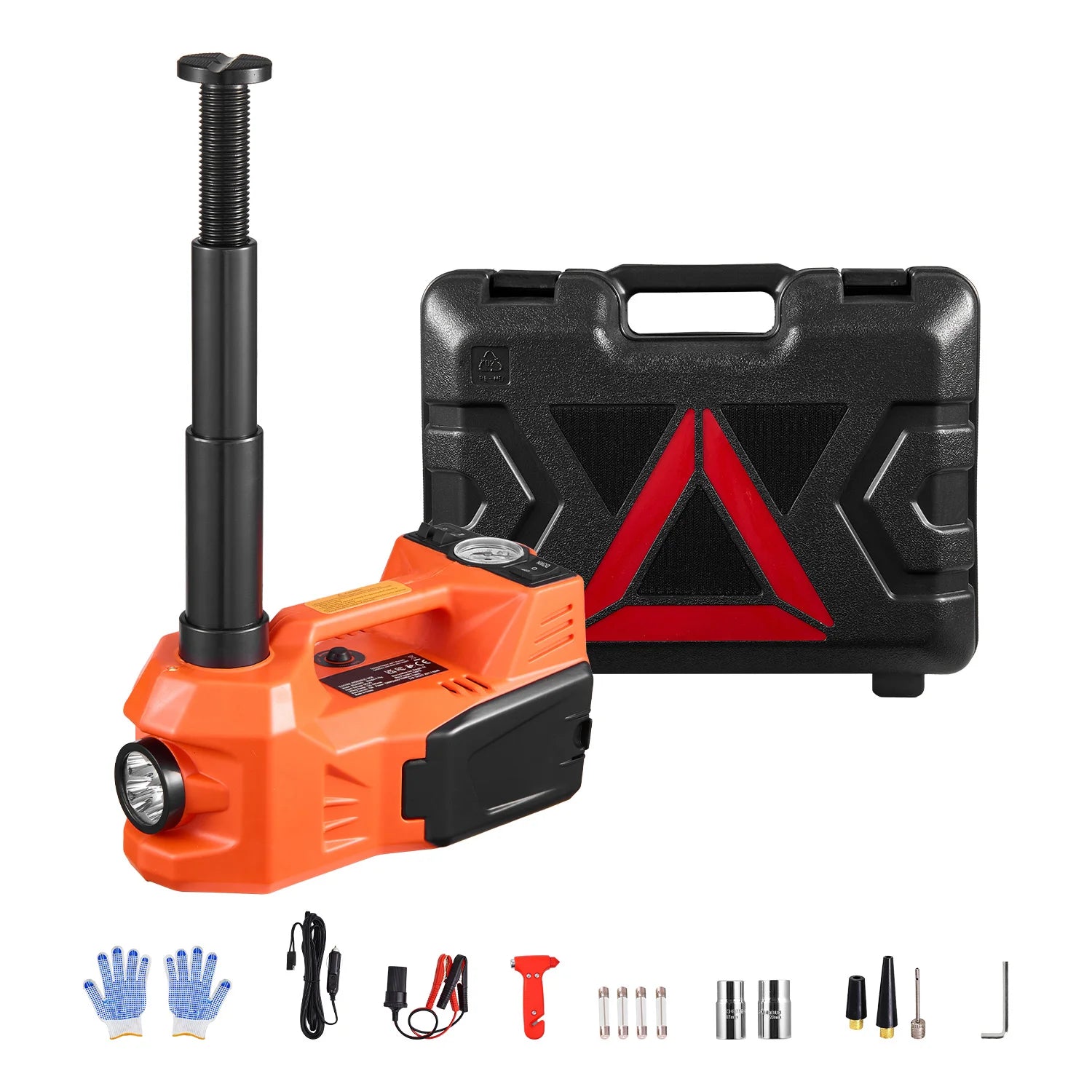 Kit cric elettrico 5T con gonfiatore, chiave a impulsi e luce LED