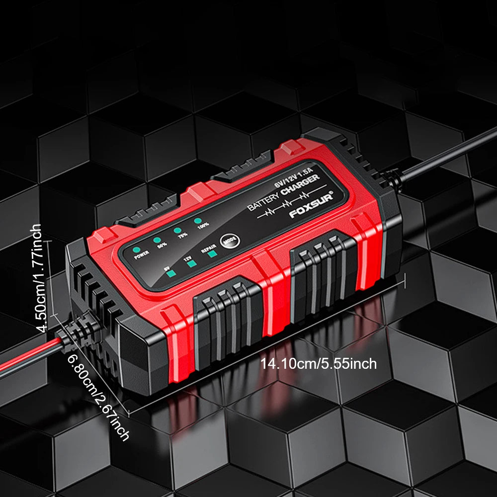6 V / 12 V automatisk batterioplader, 1.5 A