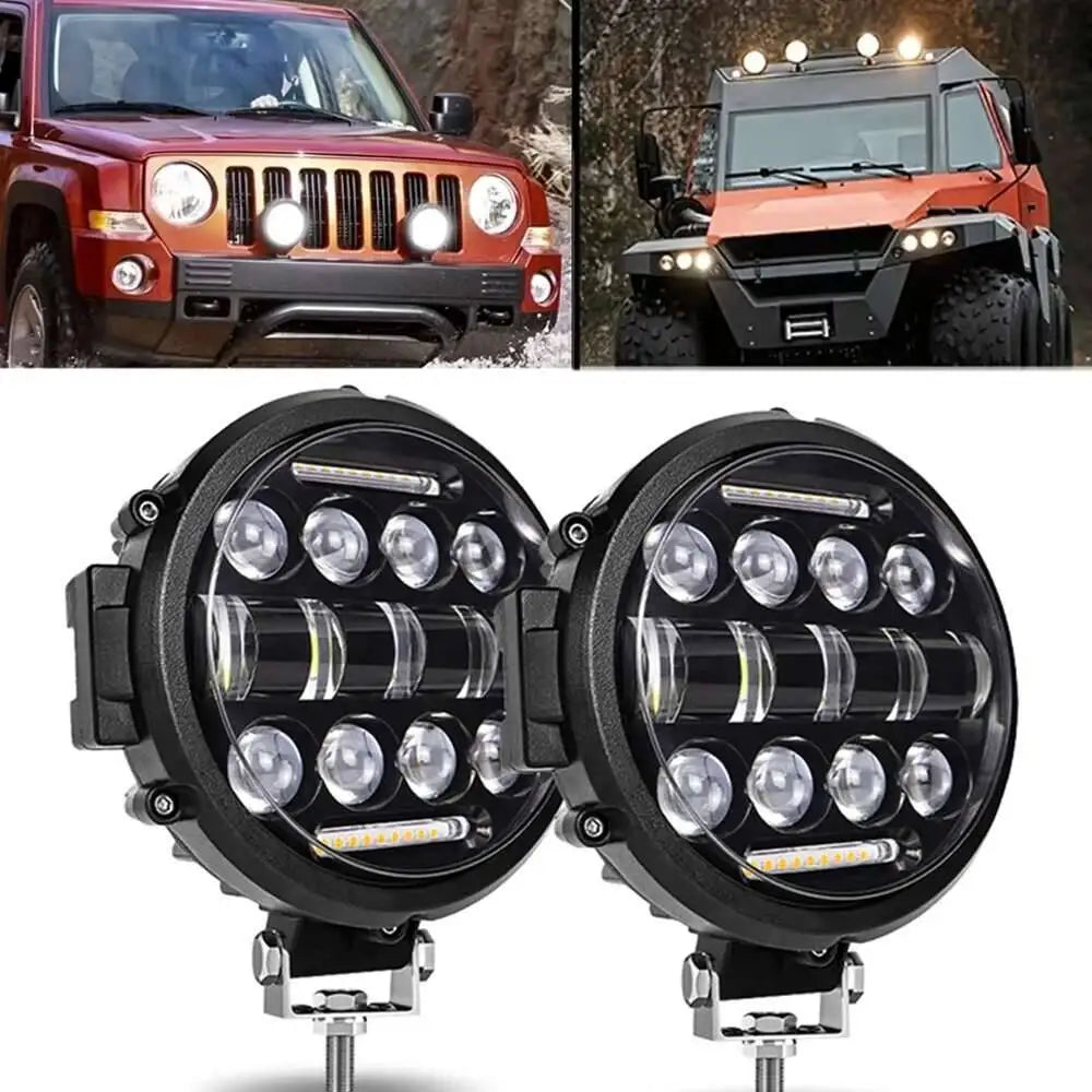 7 Inch 60W Round LED Work Light with DRL, High/Low Beam, IP68