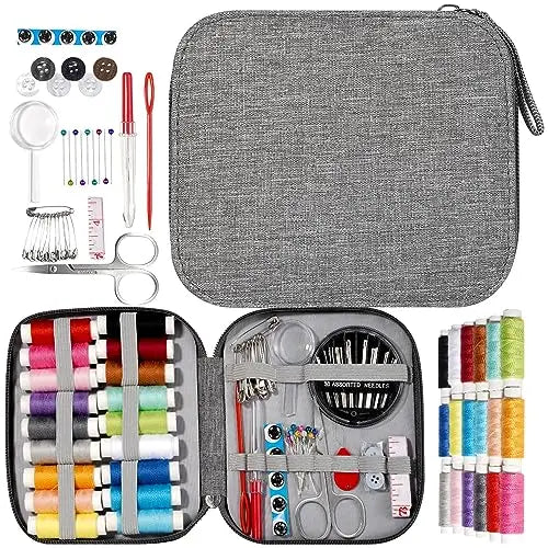 86-Piece Home Sewing Repair Kit, Grey Case