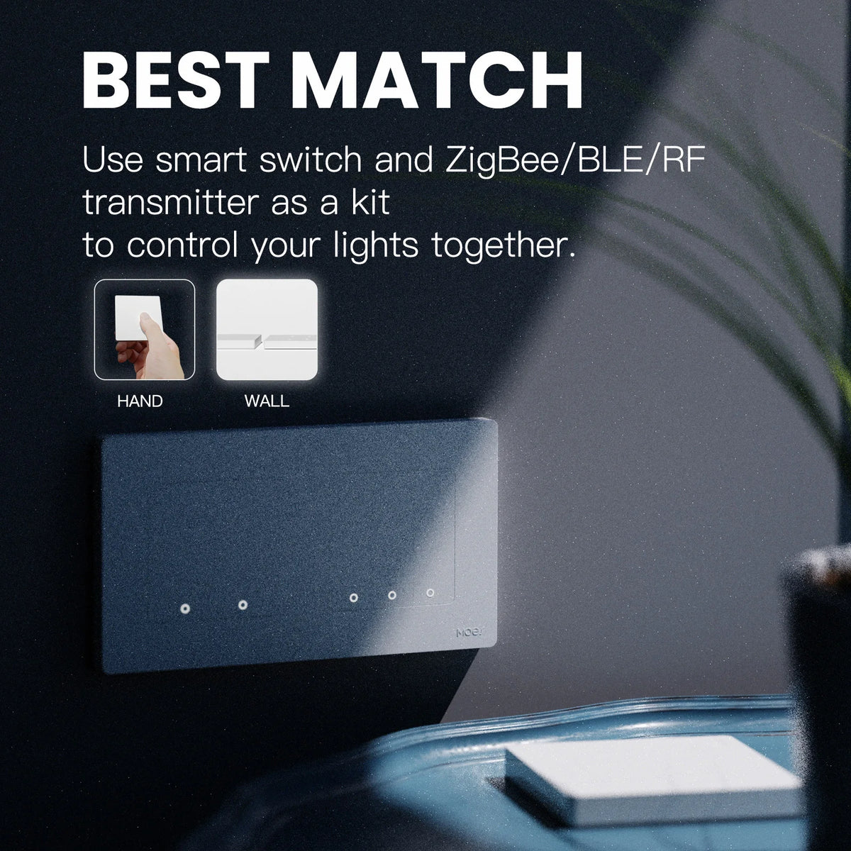 MOES Smart Light Switch Tuya ZigBee Star Ring Series No Neutral Wire No Capacitor Needed Smart Life Works with Alexa Google Home