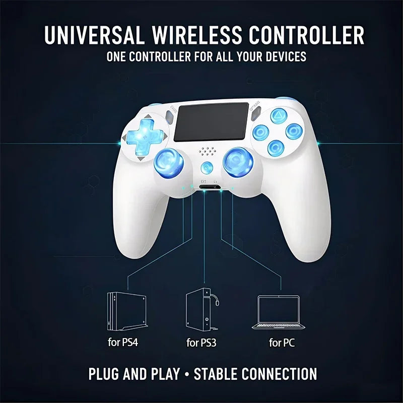 GAMINJA P471 Wireless Controller with Dynamic RGB Lighting And Dual Vibration Bluetooth Gamepad for PS4 PS3 Game Console PC
