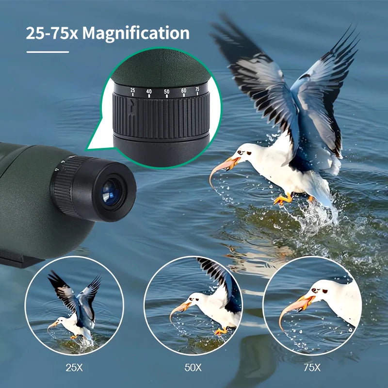 25-75x60 Spotting Scope Zoom Monocular high power telescope Bak4 Prism ED Lens For Outdoor Camping Bird Watching hunting 