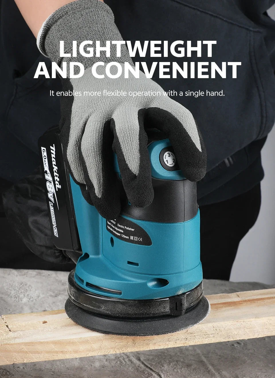 Makita 18V Cordless Random Orbit Sander for Smooth Wood Finishing