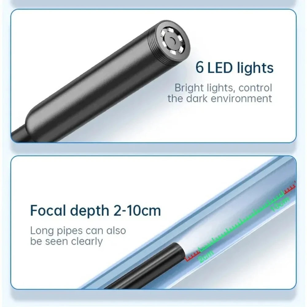 USB Endoscope for Android Phone 5.5mm Inspection Camera with 6 LED Lights