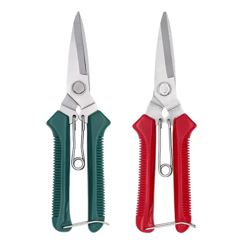 Straight-Blade Garden Pruning Scissors, Red or Green