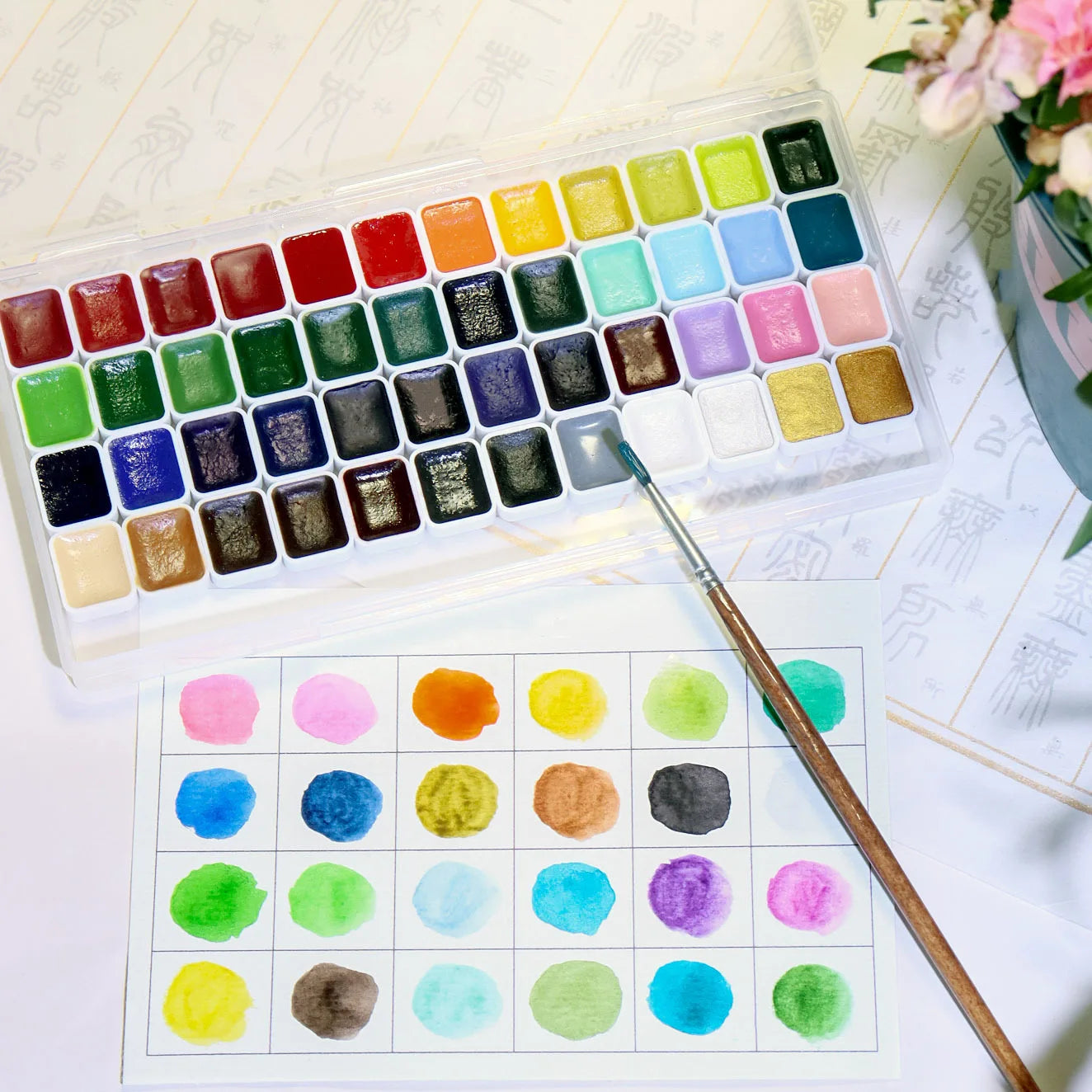 Artists' Professional Granulating Watercolor Set – 48 Colors