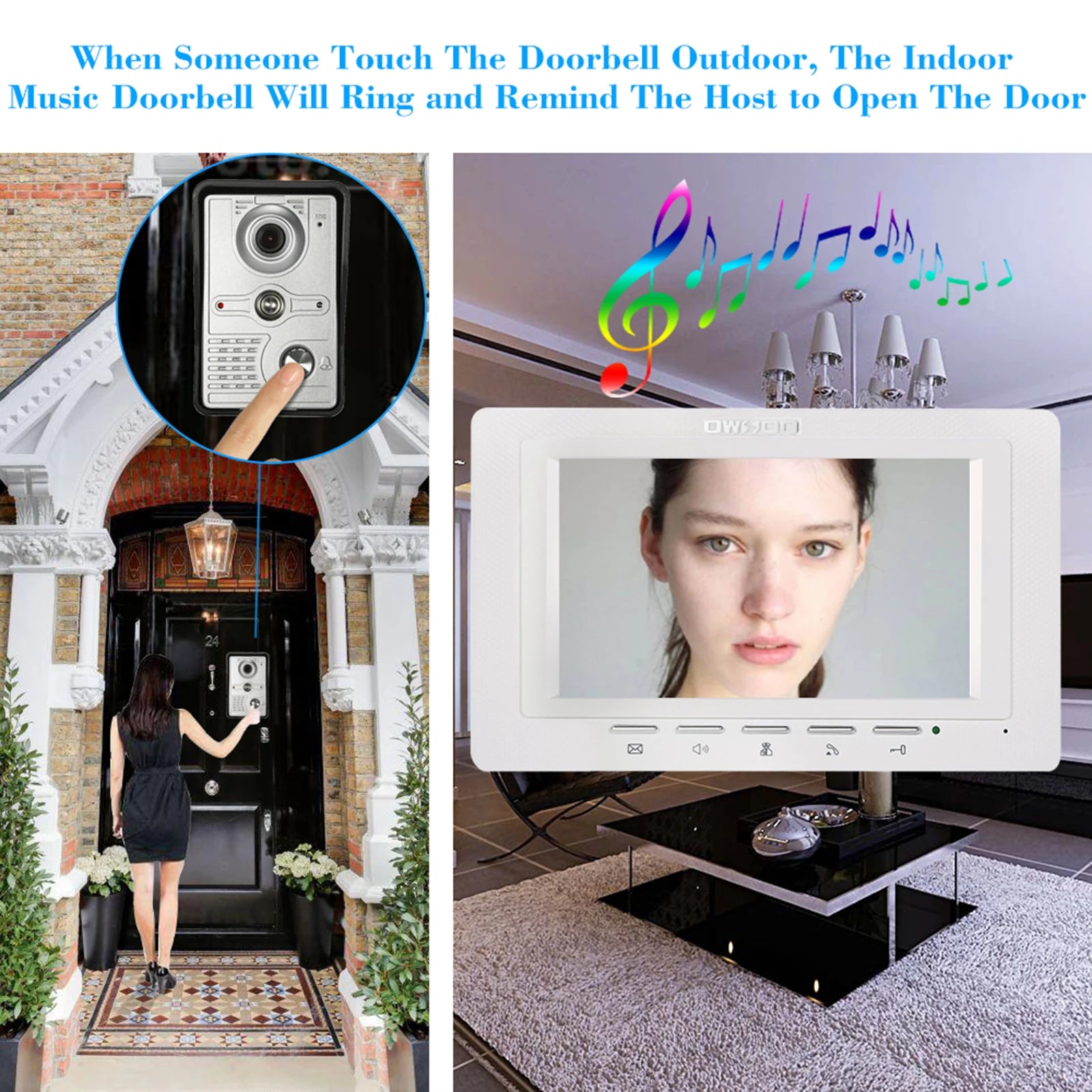 7 inch Wired Video Doorbell Indoor Monitor IR-CUT Outdoor Camera Visual Intercom Two-way Audio Remote Unlock Video Door Phone Spy-shop.com