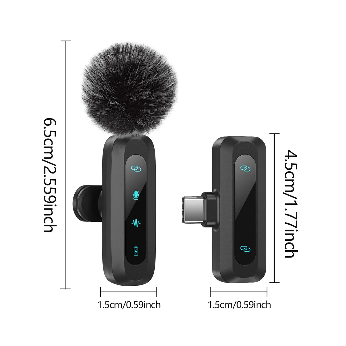 Lavalier Microphone, Compact and Durable, Long Battery Life, Type-C, Used for Video Production, Live Streaming, Interview