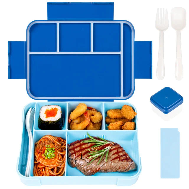 Caixa de almoço bento com divisórias, 1330ml, com talheres