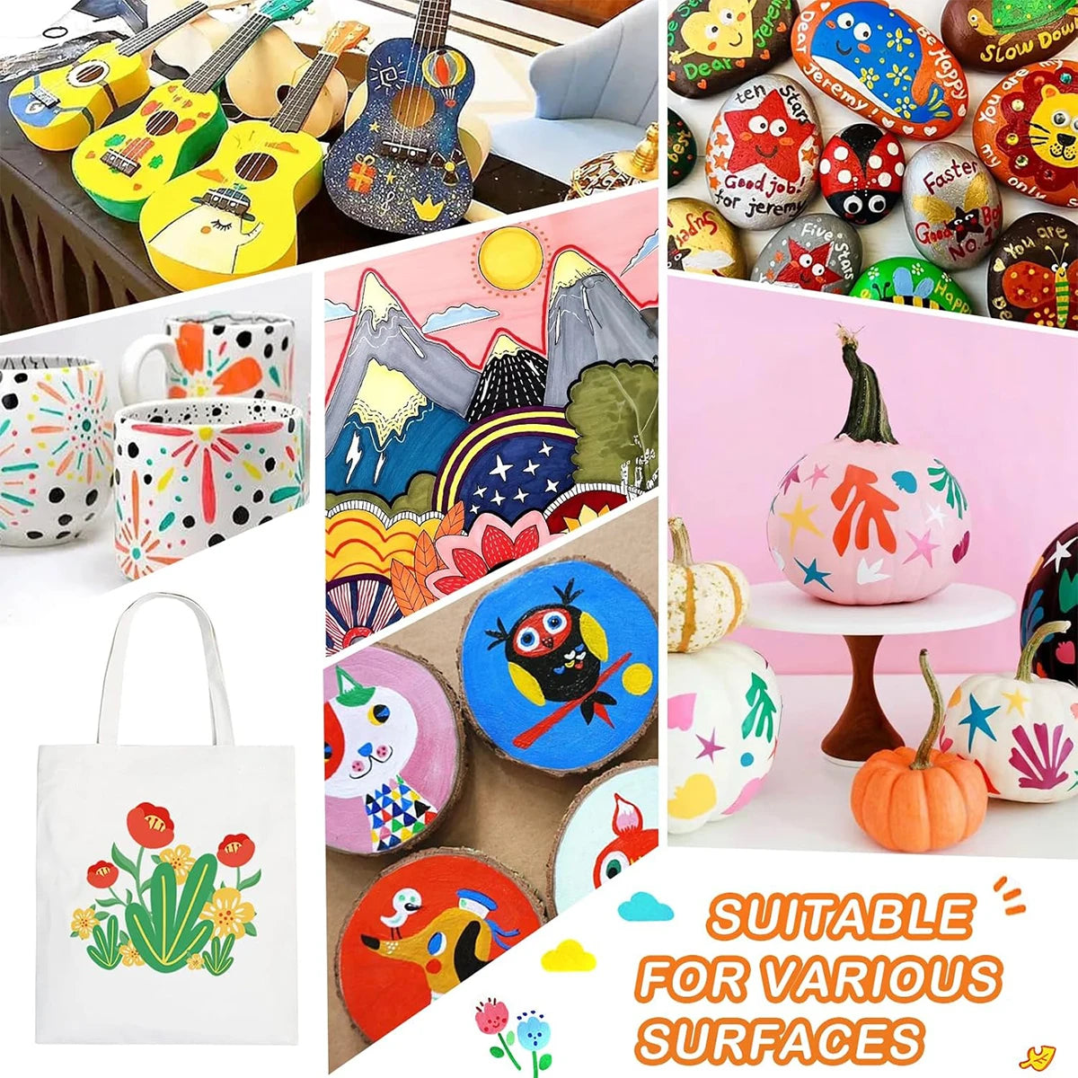 12-Color Dual-Tip Acrylic Paint Pens Set