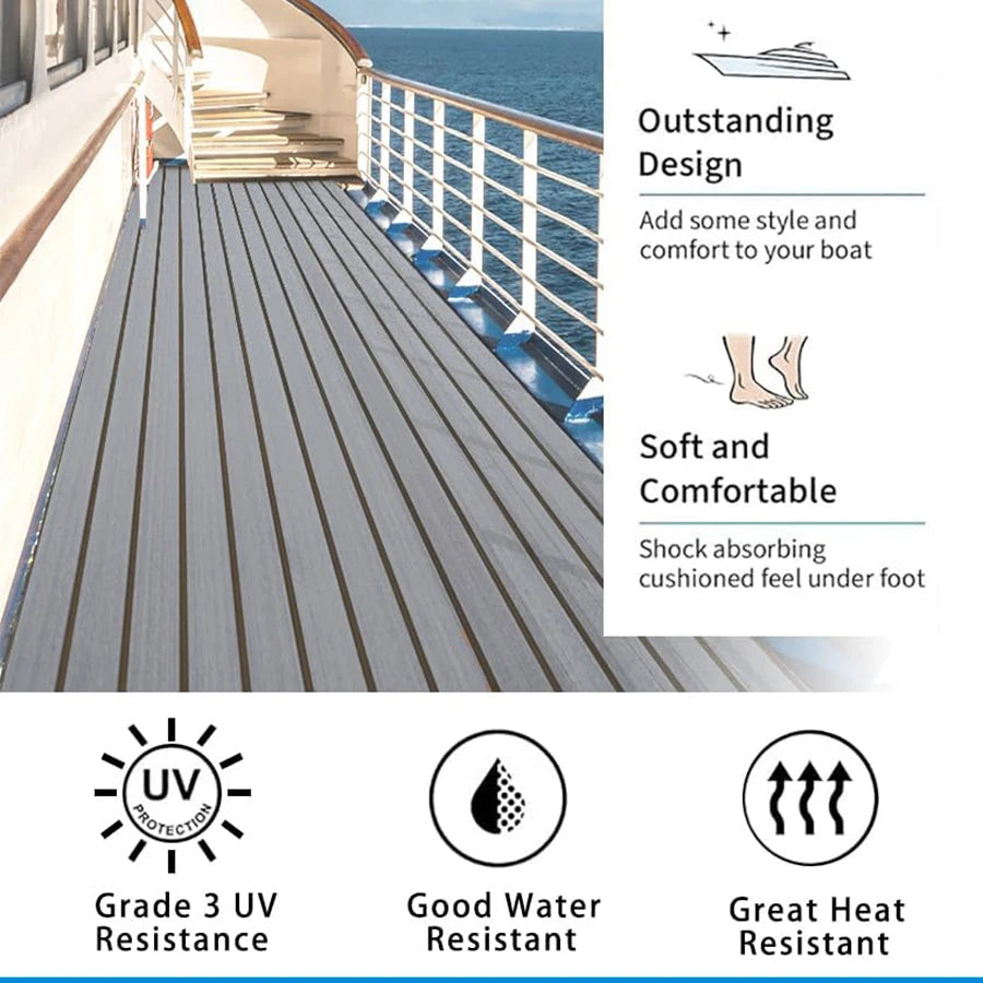 EVA Foam Boat Flooring 2400x450mm Self-Adhesive Faux Teak Decking