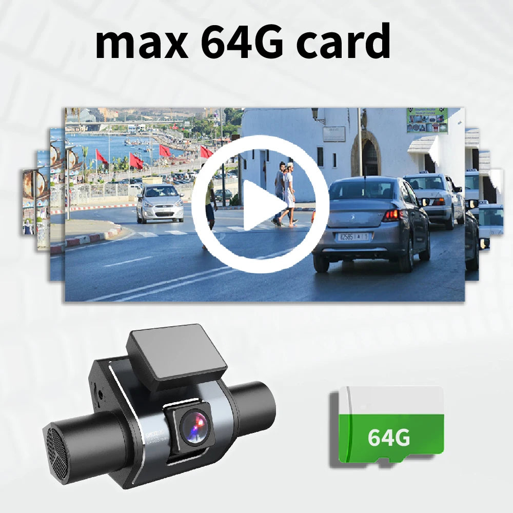 1080P 4-Channel Dash Cam with Night Vision & Loop Recording