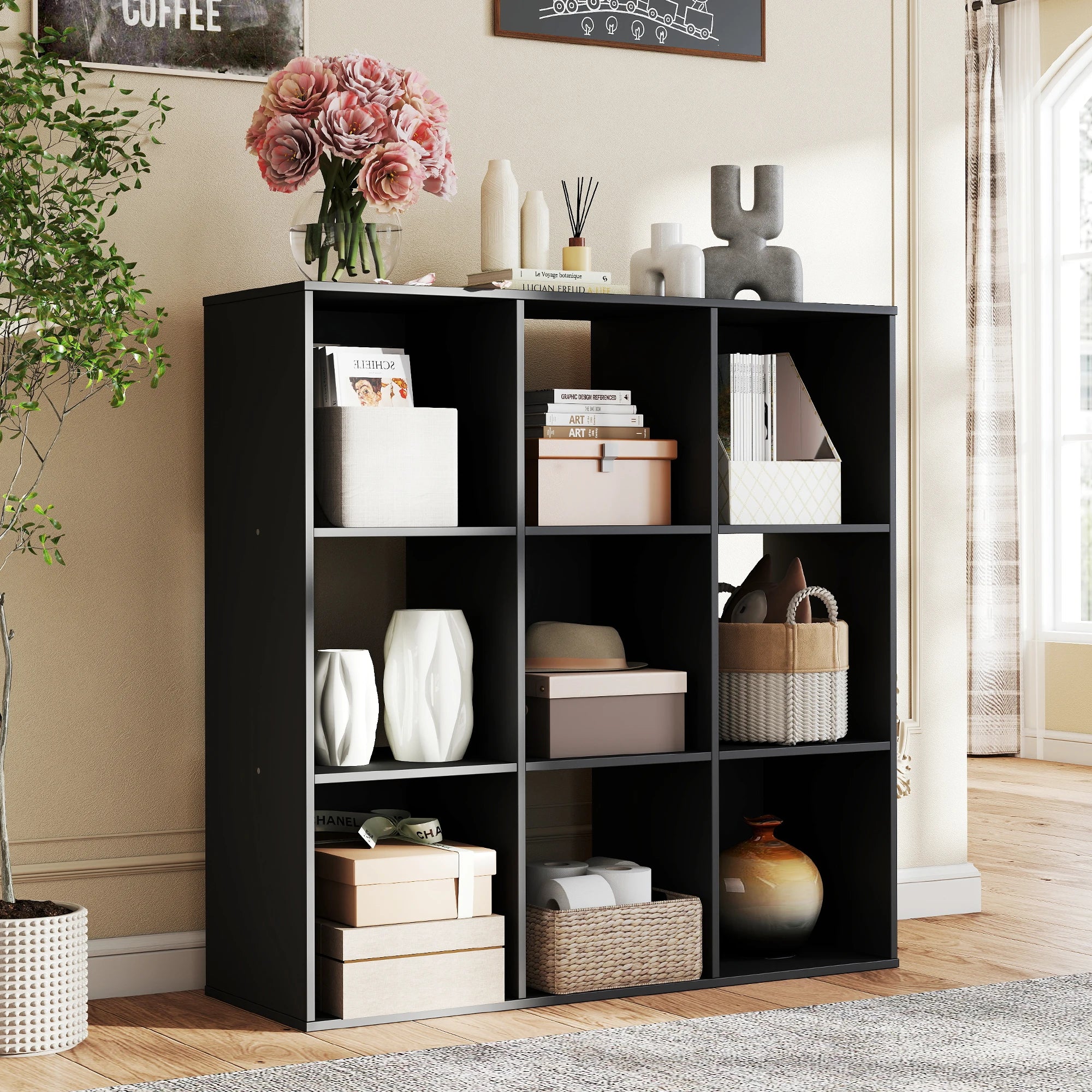 9 Cube Storage Organizer Wooden Bookcase Shelf for Home