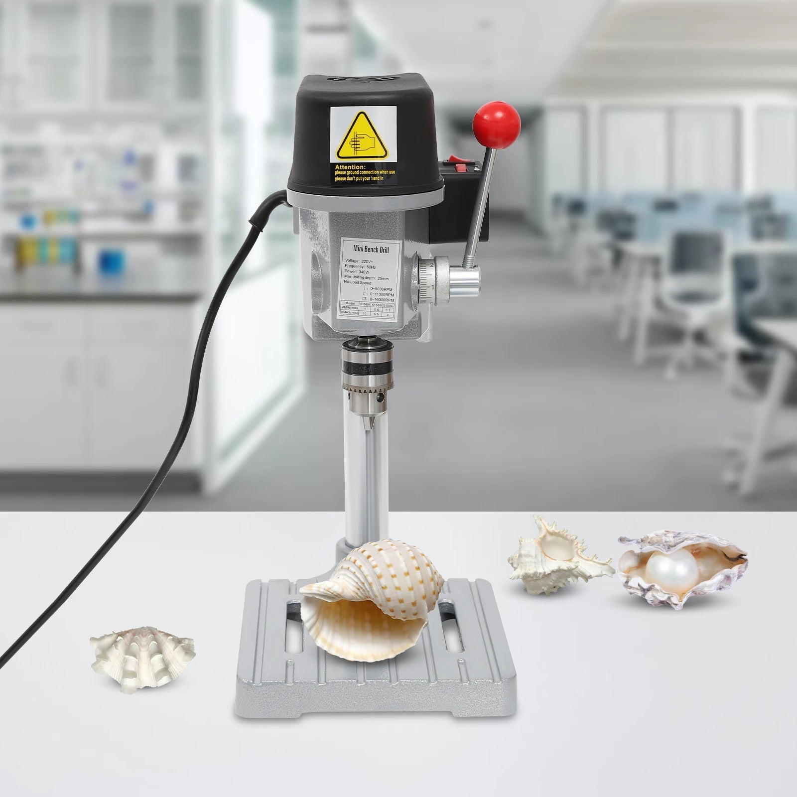 Mini Benchtop Drill Press 340W with Cast Iron Base Full Copper Wire Motor 3 Speed Adjustable 