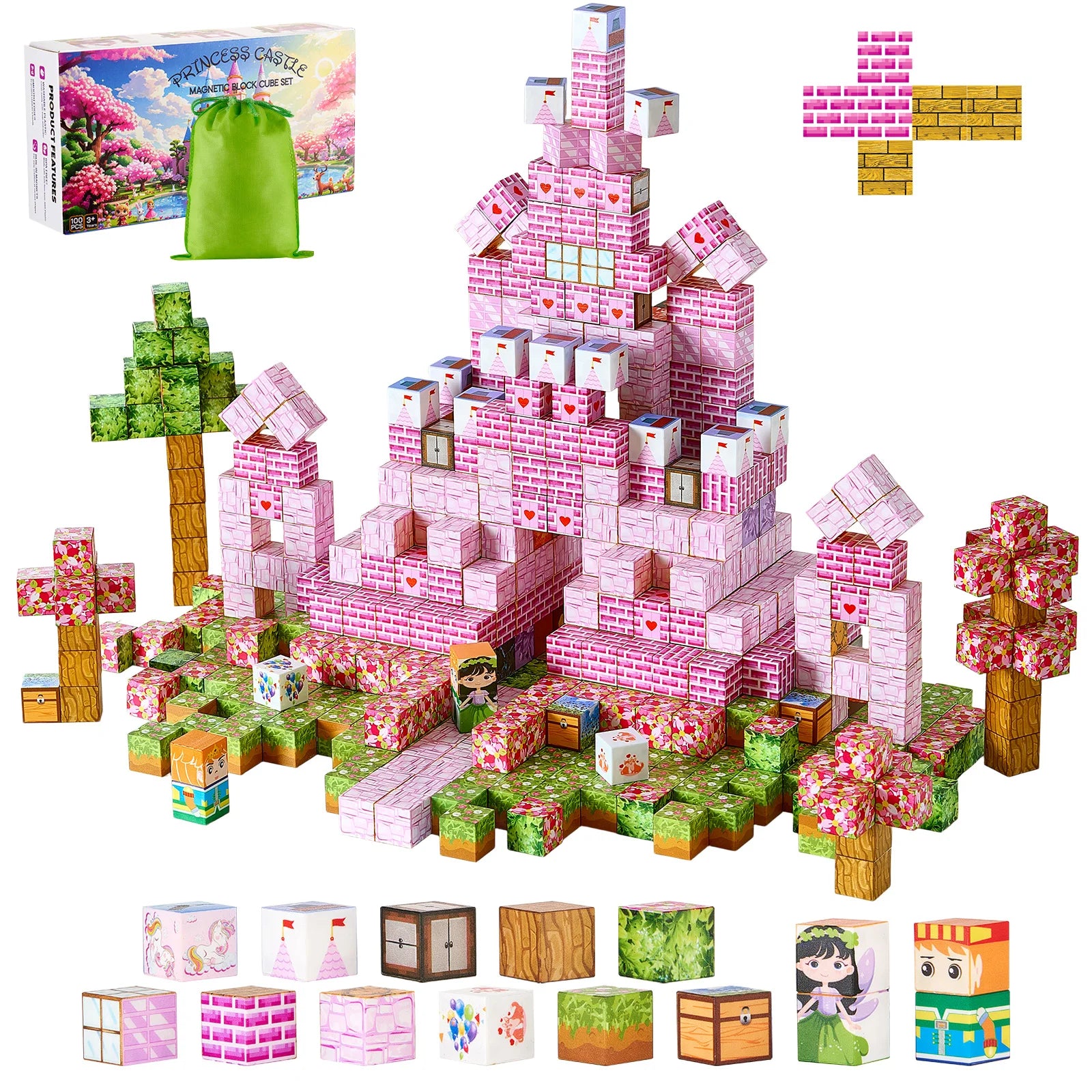 100-pack magnetiska byggklossar Prinsessslott STEM-leksakset