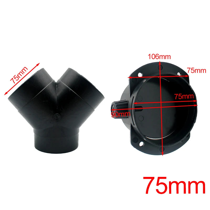 Diesel Parking Heater Air Duct Connector with Adjustable Valves, 60/75 mm