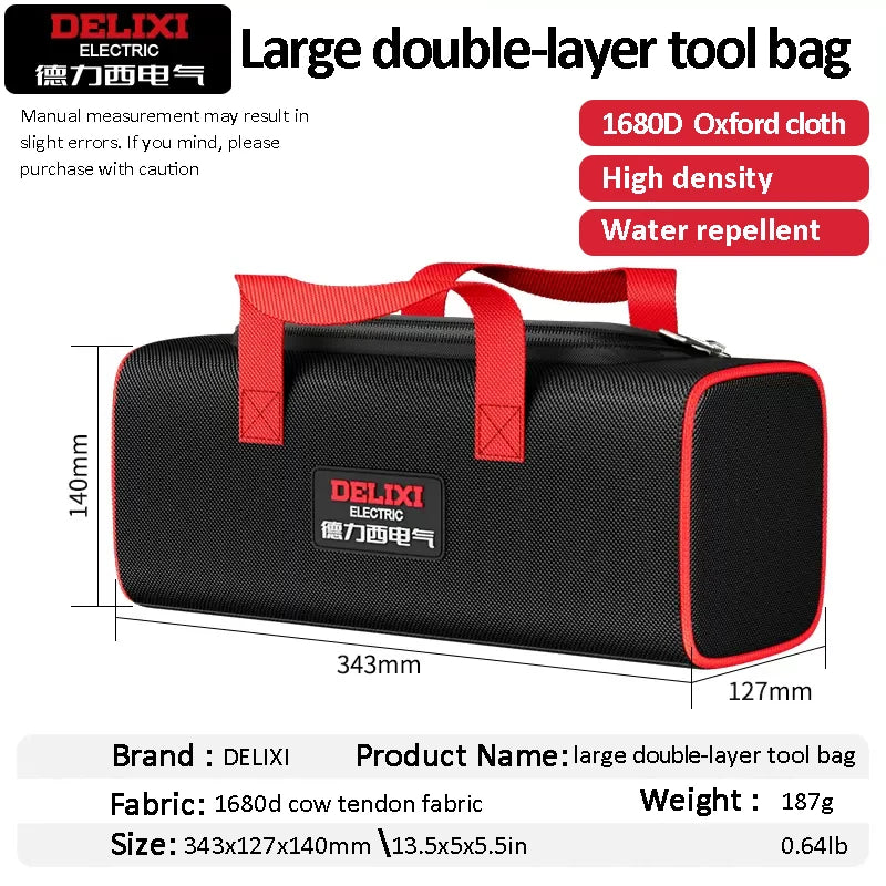 DELIXI ELECTRIC Tool Bag Oxford Cloth Portable Storage Bag, Professional Electrician and Carpenter Repair, Home Storage, HandBag 