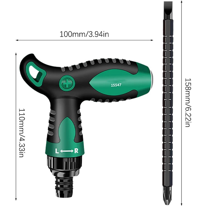 Telescopic T-Handle Ratchet Screwdriver Set