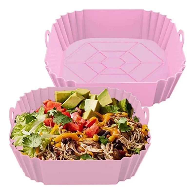 Silicone Air Fryer Basket Liner, Round Square Reusable Pan Liner