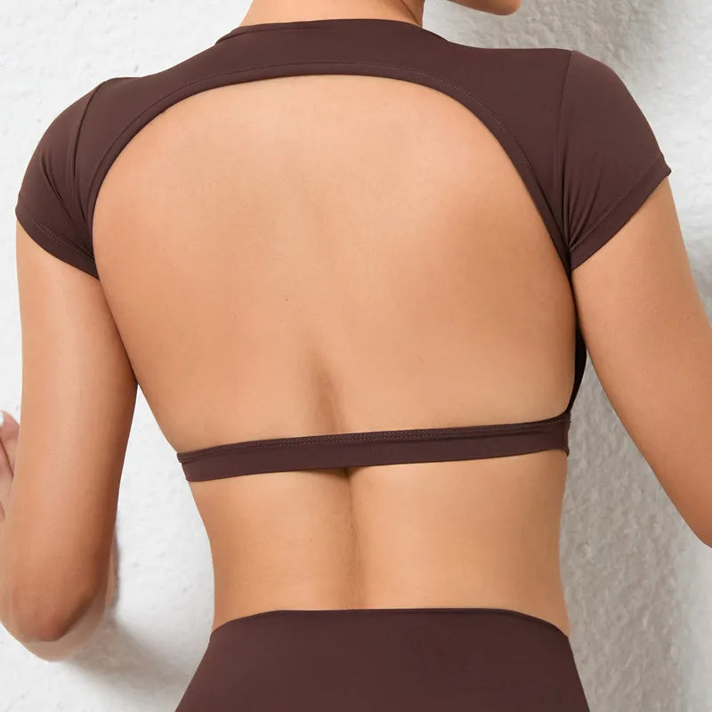 Top crop fără spate, elastic, pentru antrenament