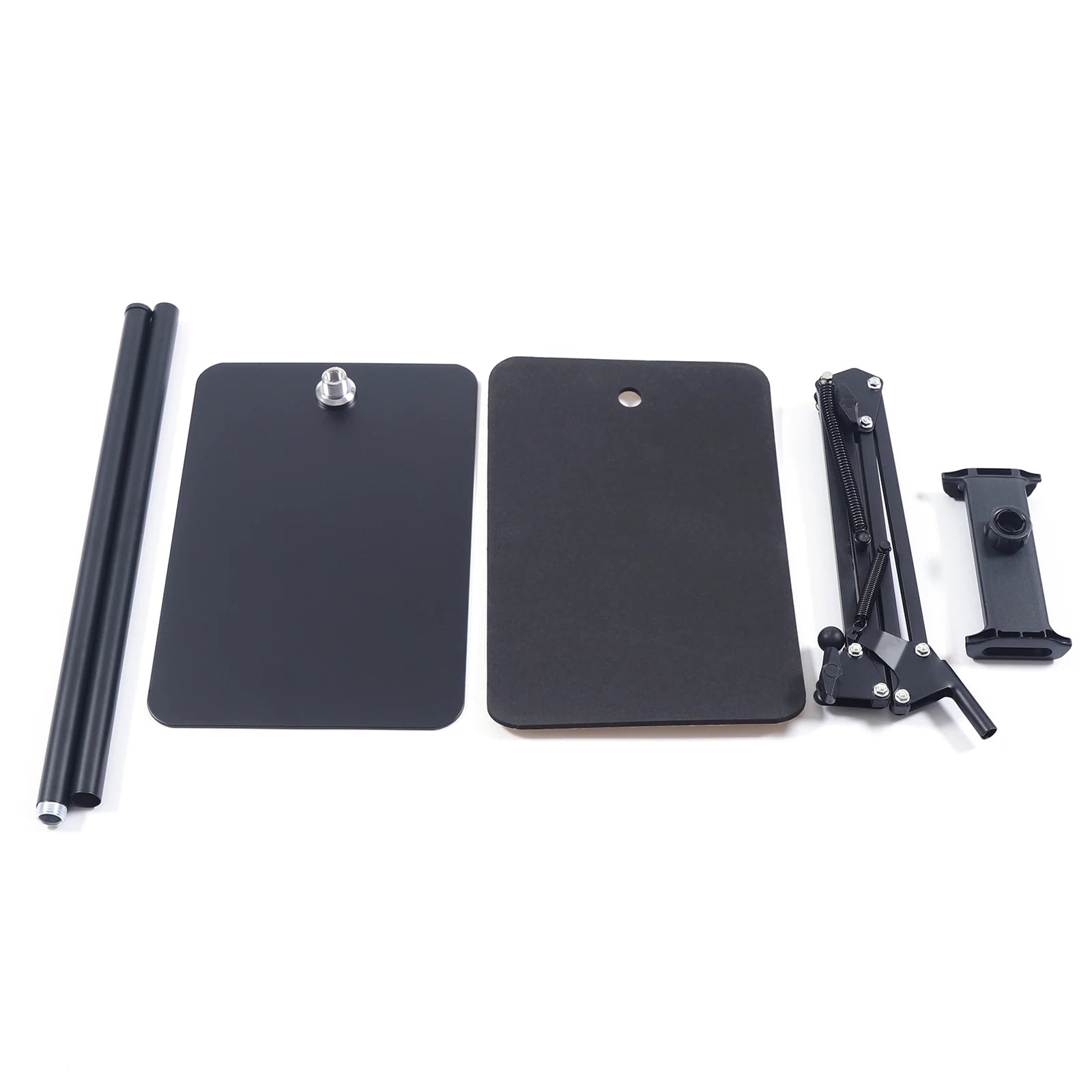 Tablet Floor Stand, 360° Swivel Adjustable Height & Angle, Heavy Duty Carbon Steel, Non-Slip Base, Portable & Foldable, Universal Holder for 12-18cm Phones & Tablets, for Home Office Kitchen Gym Bedroom, Easy Assembly