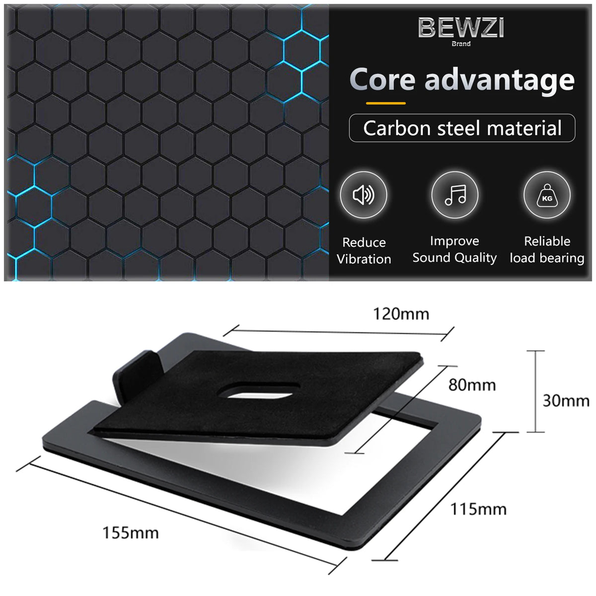 Carbon Steel Desktop Speaker Stand, Single