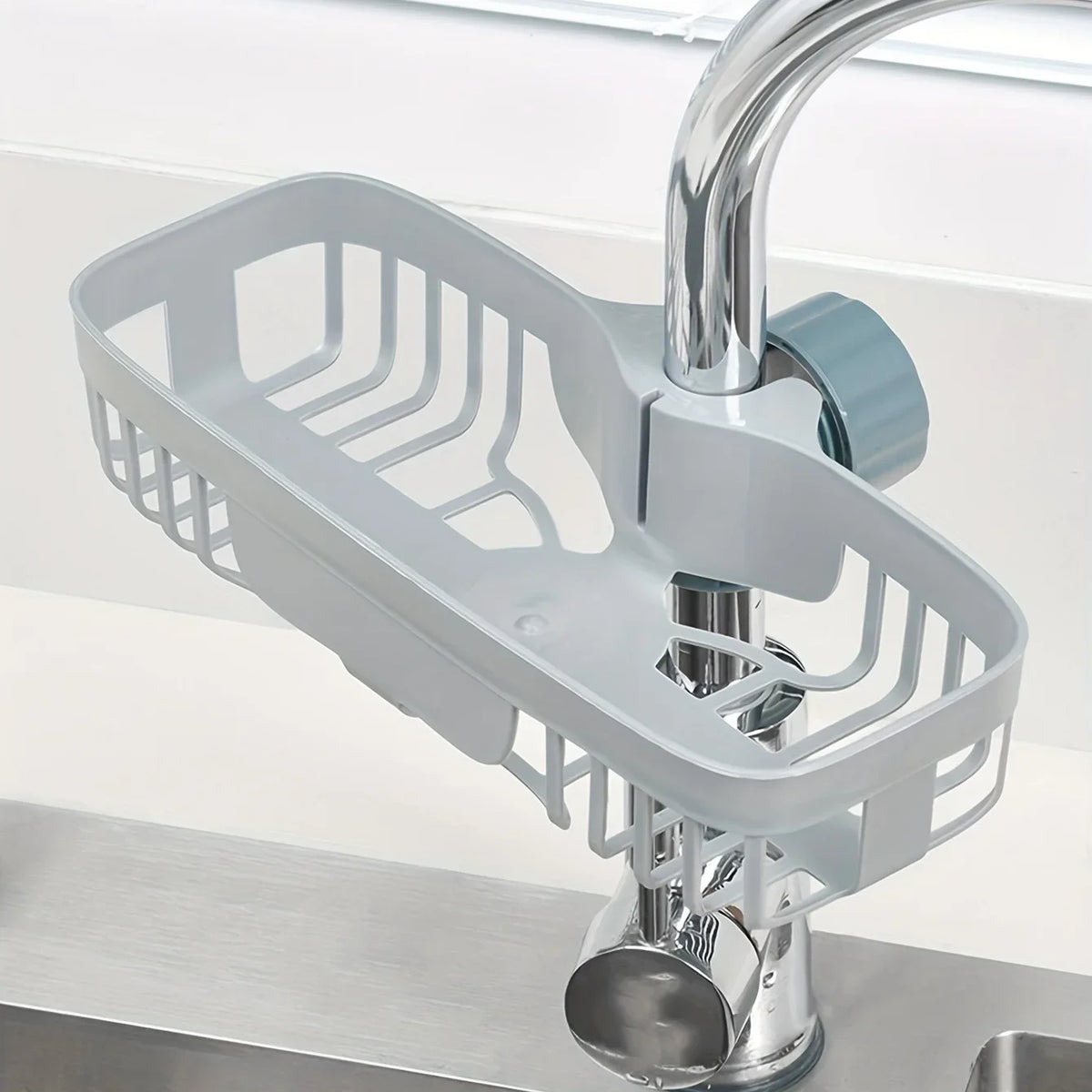 Clamp-On Tap Sponge Rack, Grey