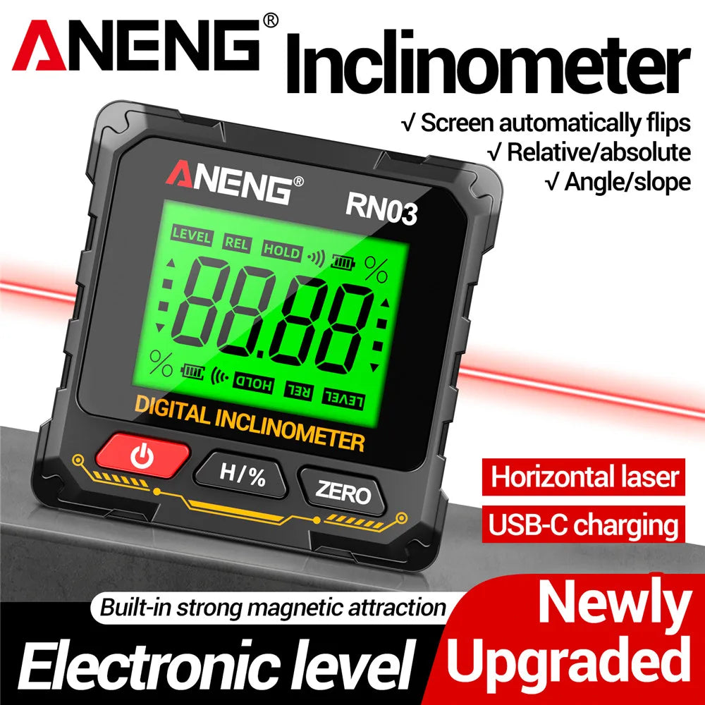 Digital Angle Gauge 0.05° Accuracy 360° Magnetic Inclinometer