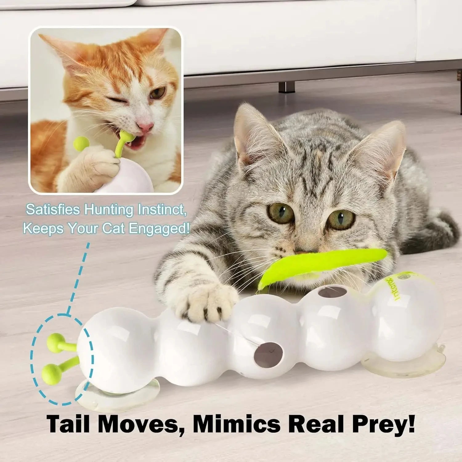 Intelligent Interactive Cat Stick Pro with Replaceable Prey Tail Suitable for Automatic Swing Durability In Multi Cat Households 