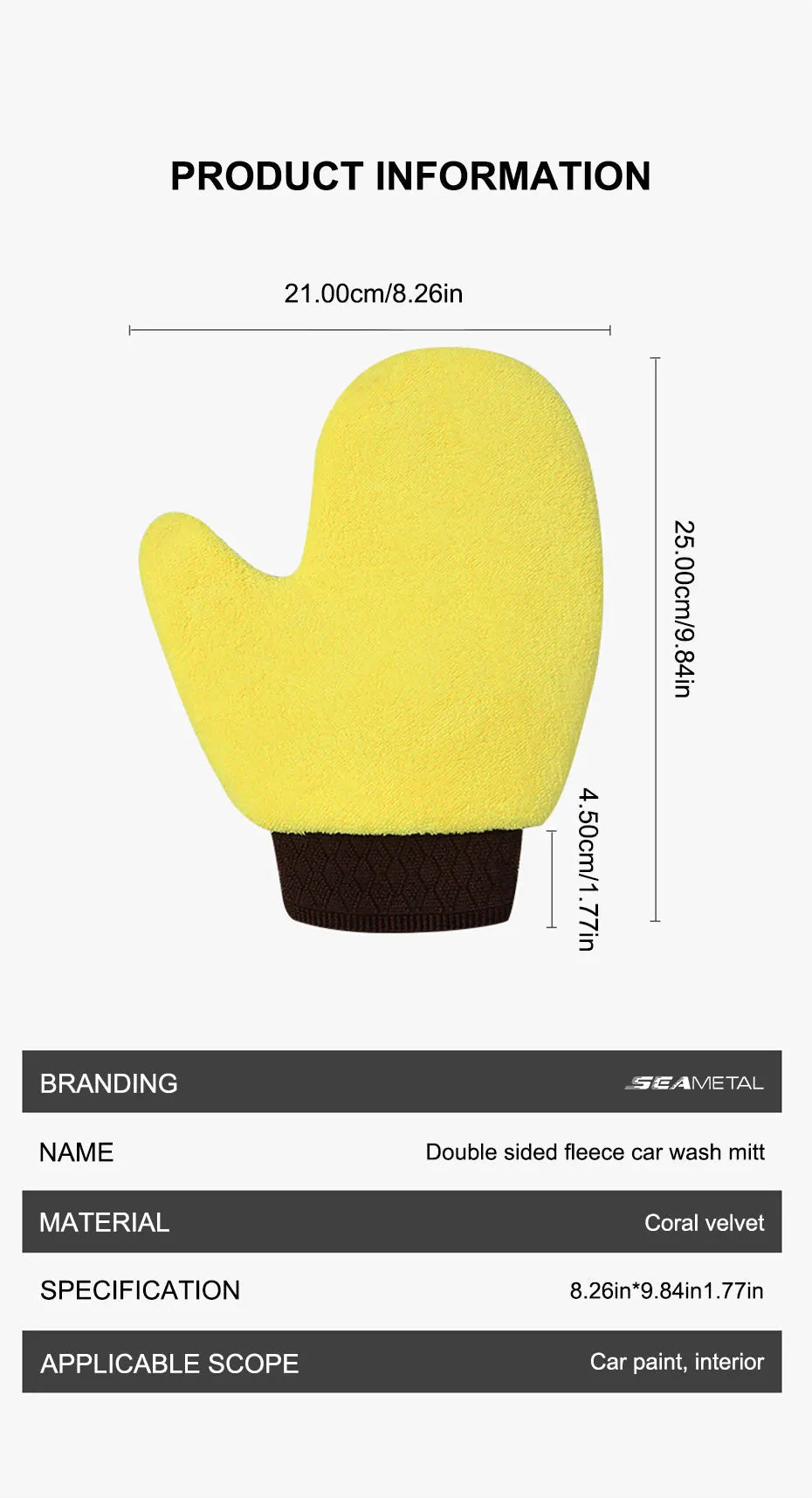 SEAMETAL Microfiber Car Washing Glove Double-Faced Thickened Coral Fleece Cleaning Brush Gloves Car Detailing Cleaner Care Tool 