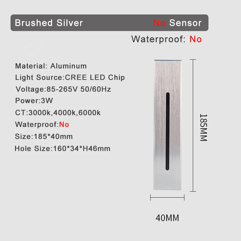 Recessed LED Stair Light - Sensor Options